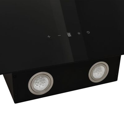 vidaXL Nástenný digestor 60 cm oceľ a tvrdené sklo čierny