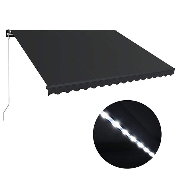 vidaXL Ručne zaťahovacia markíza s LED antracitová 450x300 cm