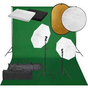 vidaXL Fotografick&eacute; vybavenie s osvetlen&iacute;m, pozad&iacute;m a reflektorom
