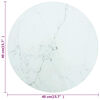 vidaXL Stolová doska, biela Ø40x0,8 cm, tvrdené sklo, mramorový dizajn
