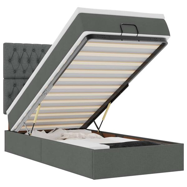 vidaXL Osmansk&aacute; posteľ s matracom a LED tmavosiv&aacute; 80x200cm l&aacute;tka