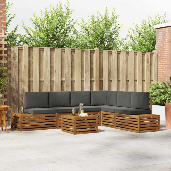 vidaXL Z&aacute;hradn&aacute; s&uacute;prava gaučov s vank&uacute;&scaron;om 7 Kus Pr&iacute;rodn&aacute; a antracitov&aacute;