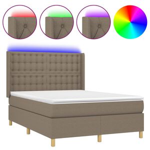 vidaXL Posteľ boxsping s matracom a LED sivohned&aacute; 140x200 cm l&aacute;tka