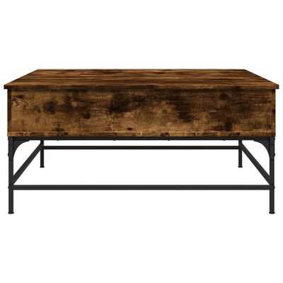 vidaXL Konferenčný stolík, tmavý dub 95x95x45 cm, kompozitné drevo+kov