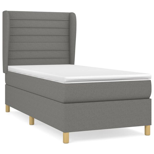 vidaXL Boxspring posteľ s matracom tmavosiv&aacute; 90x190 cm l&aacute;tka