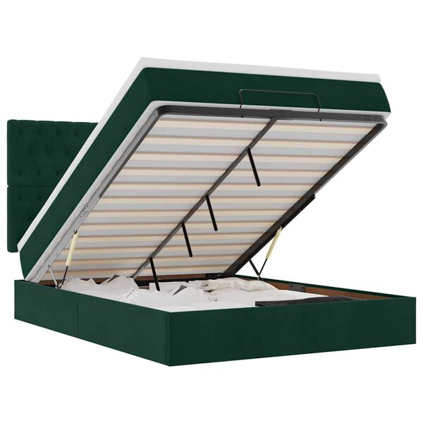 vidaXL Osmansk&aacute; posteľ s matracmi Tmavo zelen&aacute; 140x200cm Zamat