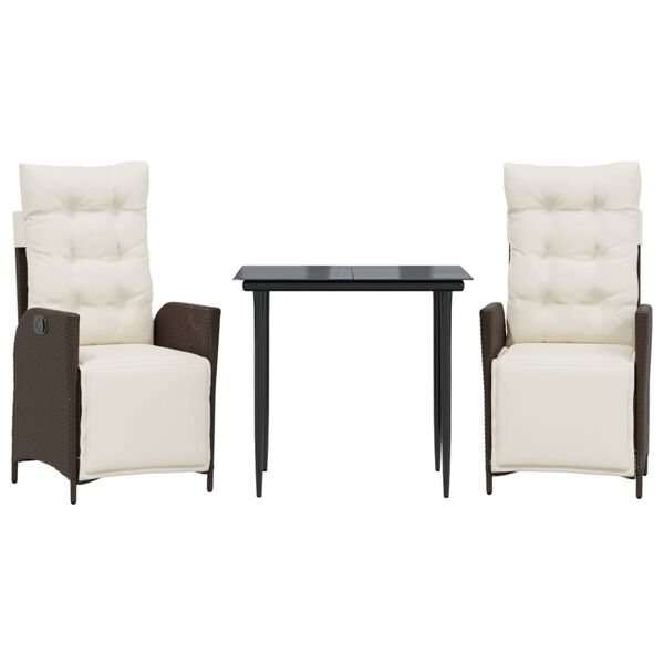 vidaXL 7-dielna záhradná jedálenská súprava a vankúše hnedá polyratan