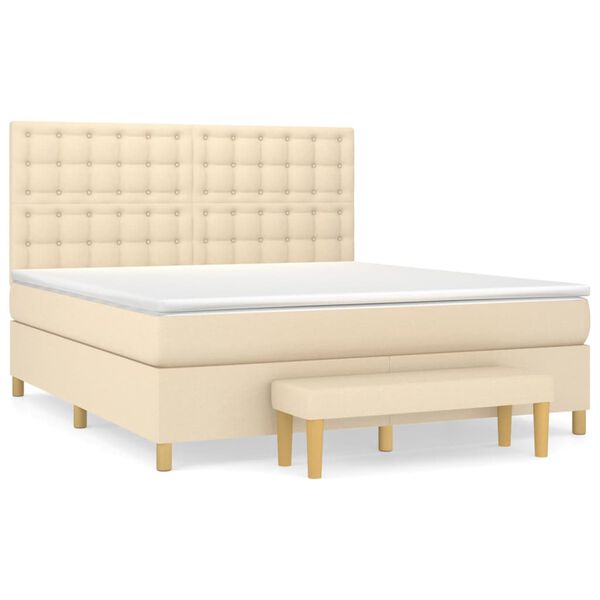 vidaXL Posteľn&yacute; r&aacute;m boxspring s matracom kr&eacute;mov&yacute; 180x200 cm l&aacute;tka