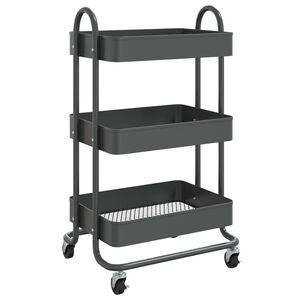 vidaXL Voz&iacute;k s 3 poschodiami antracitov&yacute; 43x34x79 cm oceľ