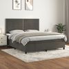 vidaXL Posteľn&yacute; r&aacute;m boxspring s matracom tmavosiv&yacute; 160x200 cm zamat