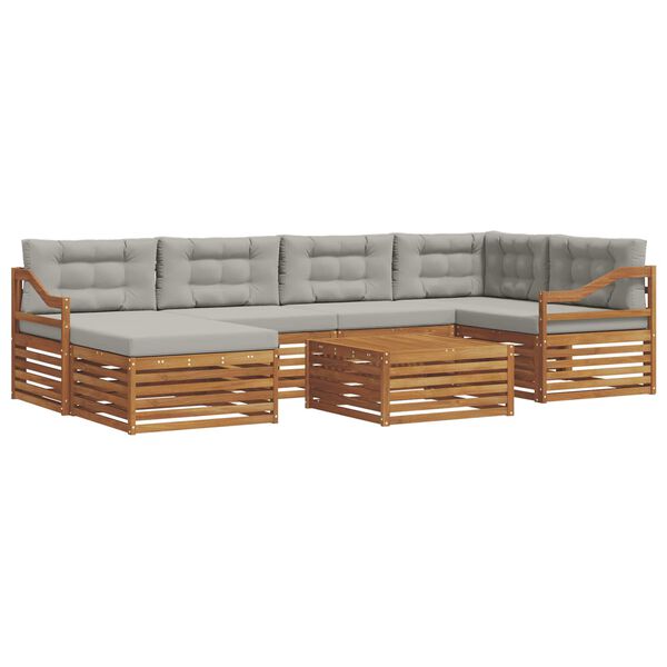 vidaXL Z&aacute;hradn&aacute; s&uacute;prava gaučov s vank&uacute;&scaron;om 7 pcs Pr&iacute;rodn&aacute; a svetlosiv&aacute;