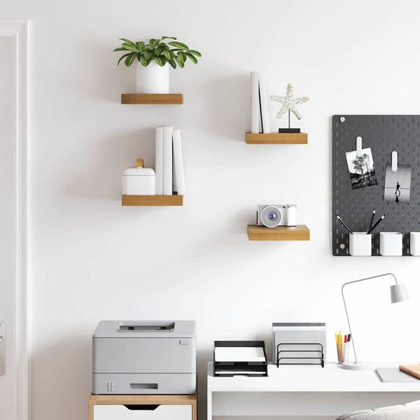 vidaXL Stenn&aacute; polica 4 pcs Hned&aacute; 23 x 23,5 x 4 cm Kompozitn&eacute; drevo