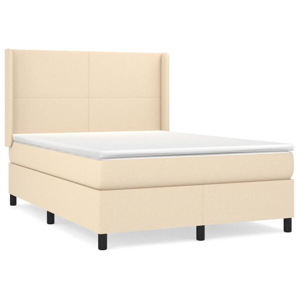 vidaXL Boxspring posteľ s matracom kr&eacute;mov&yacute; 140x190 cm l&aacute;tka