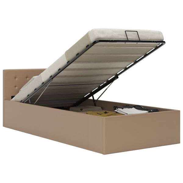 vidaXL Hydraulick&yacute; posteľn&yacute; r&aacute;m+&uacute;ložn&yacute; priestor, umel&aacute; koža 100x200 cm