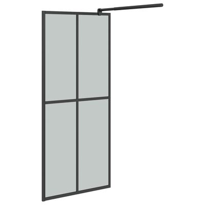 vidaXL Sprchová stena s policou čierna 80x195 cm ESG sklo a hliník