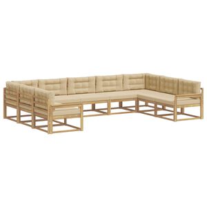 vidaXL Z&aacute;hradn&aacute; s&uacute;prava gaučov 9 ks Biela a b&eacute;žov&aacute;