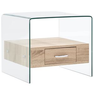 vidaXL Konferenčn&yacute; stol&iacute;k so z&aacute;suvkou 50x50x45 cm, tvrden&eacute; sklo