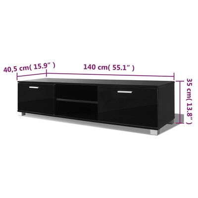vidaXL TV skrinka, lesklá čierna 140x40,5x35 cm