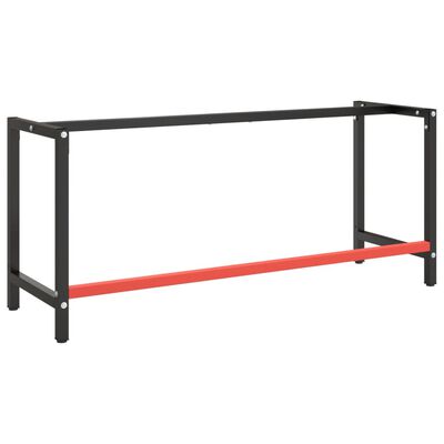 vidaXL Rám pracovného stola matný čierny a matný červený 180x57x79 cm kov