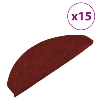 vidaXL Samolepiace nášľapy na schody 15 ks 65x22,5x3,5 cm červené