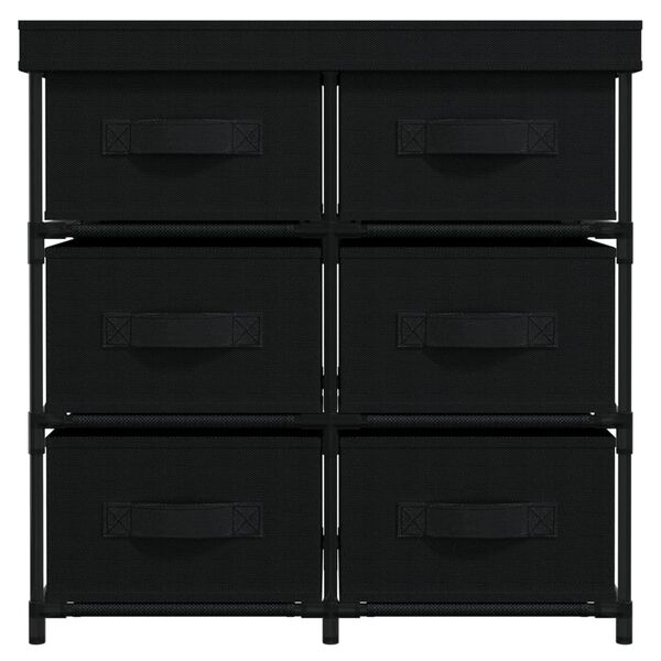 vidaXL Úložná skrinka so 6 zásuvkami 55x29x55 cm čierna oceľová