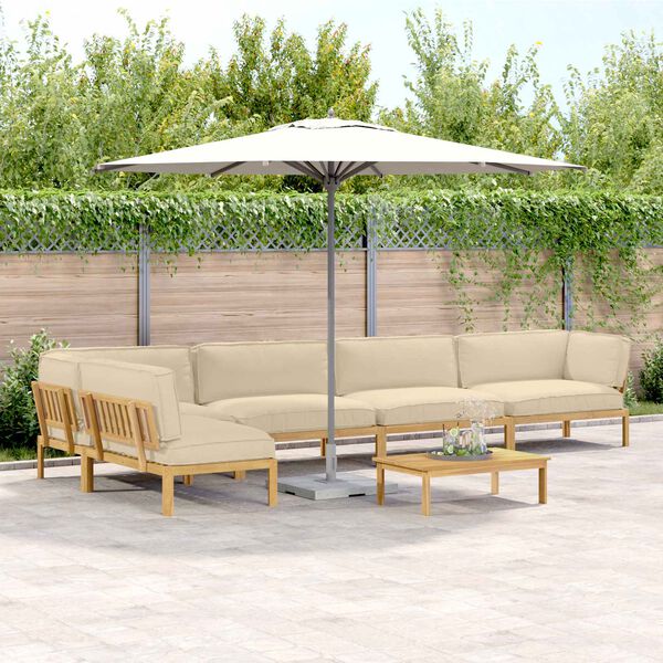 vidaXL Sada pohoviek s vank&uacute;&scaron;om 6 pcs B&eacute;žov&aacute; Pevn&eacute; ak&aacute;ciov&eacute; drevo