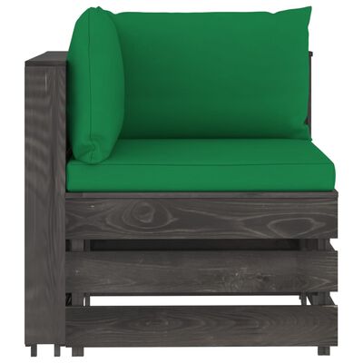 vidaXL 3-dielna sedacia súprava s podložkami, sivá, impregnované drevo