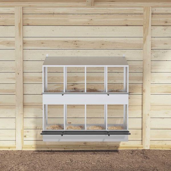 VidaXL Hniezdo pre kurčatá s 8 priehradkami, strieborný kov