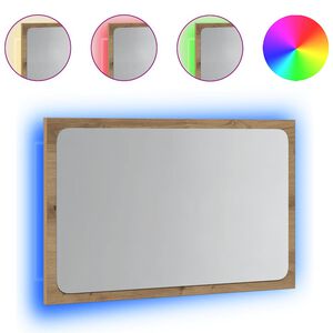 vidaXL K&uacute;peľňov&eacute; zrkadlo s LED svetlom dub artisan 60x8,5x38 cm