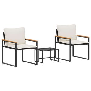 vidaXL Sady n&aacute;bytku s vank&uacute;&scaron;om 3 pcs Čierna a kr&eacute;mov&aacute; biela Ratan