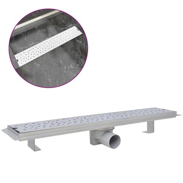 vidaXL Rovn&yacute; sprchov&yacute; odtok, s bublinkami, 630x140 mm, nerezov&aacute; oceľ