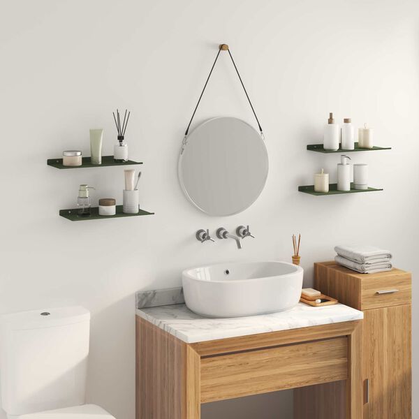 vidaXL Z&aacute;vesn&aacute; polica 4 pcs Olivov&aacute; zelen&aacute; 40 x 18 x 2,5 cm Oceľ