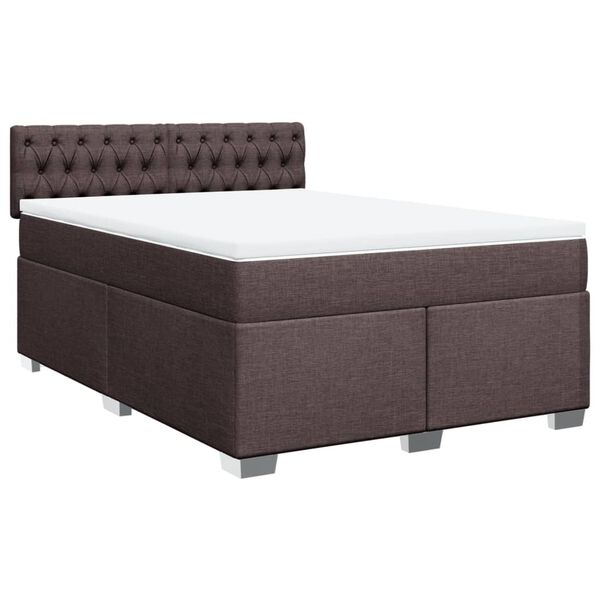vidaXL Boxspring posteľ s matracom tmavohned&aacute; 140x200 cm l&aacute;tka
