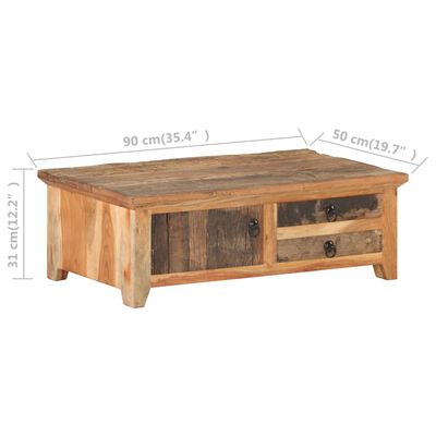 vidaXL Konferenčný stolík 90x50x31 cm masívne recyklované drevo