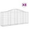 vidaXL Obl&uacute;kov&eacute; gabionov&eacute; ko&scaron;e 8 ks 200x30x80/100cm pozinkovan&eacute; železo