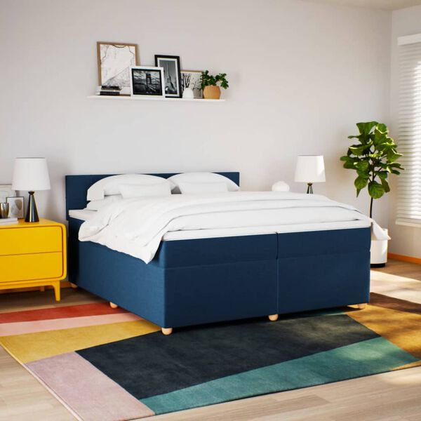 vidaXL Boxspring posteľ s matracom modrá 200x200 cm látka
