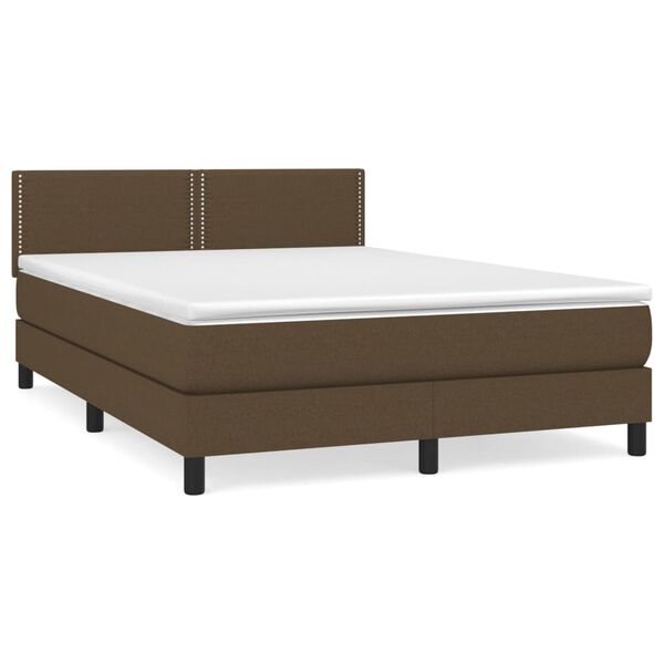vidaXL Boxspring posteľ s matracom tmavohned&aacute; 140x190 cm l&aacute;tka