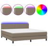 vidaXL Posteľ boxsping s matracom a LED sivohned&aacute; 180x200 cm l&aacute;tka