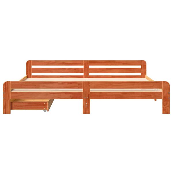 vidaXL Posteľ bez matraca voskovo hned&aacute; 200x200 cm mas&iacute;vna borovica