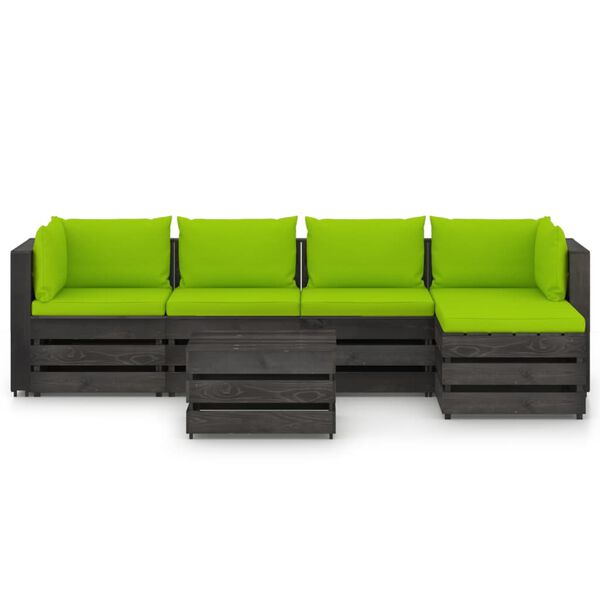 vidaXL 6-dielna z&aacute;hradn&aacute; s&uacute;prava+podložky, siv&eacute; impregnovan&eacute; drevo