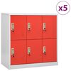 vidaXL Uzamykacie skrinky 5 ks bledosiv&eacute; a červen&eacute; 90x45x92,5 cm oceľov&eacute;