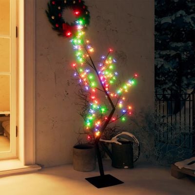 vidaXL Vianočný stromček 128 LED farebné svetlo kvety čerešne 120 cm