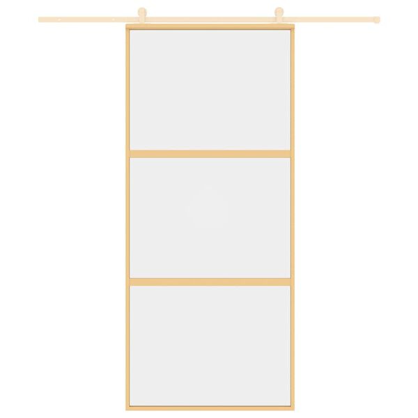 vidaXL Posuvné dvere zlaté 90x205 cm číre ESG sklo a hliník