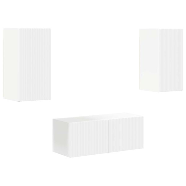 vidaXL Zostava TV skriniek N&aacute;stenn&yacute; 6 pcs Biela Kompozitn&eacute; drevo