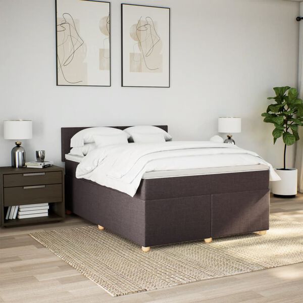 vidaXL Boxspring posteľ s matracom tmavohned&aacute; 140x200 cm l&aacute;tka
