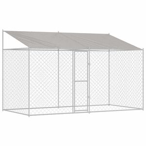 vidaXL Klietka pre psa s strechou Strieborn&aacute; 400 x 200 x 256 cm