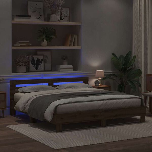 vidaXL Rám postele dub artisan 200 x 200 cm Kompozitné drevo