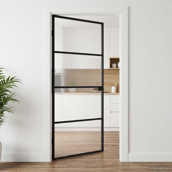 vidaXL Domov&eacute; dvere 93 x 201,5 x 3,5 cm Hlin&iacute;k a tvrden&eacute; sklo