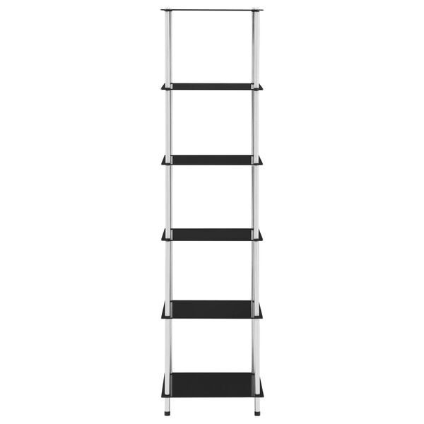 vidaXL Regál so 6 policami, čierny 40x40x160 cm, tvrdené sklo