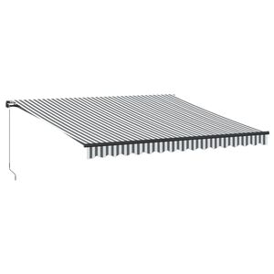 vidaXL Ručne zaťahovacia mark&iacute;za s LED antracit a biela 400x350 cm